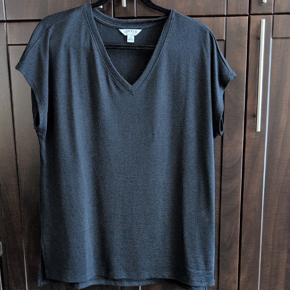 Orvis Women's Black V-Neck Cap Sleeve Top